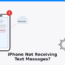 Illustration showing an iPhone with a message alert icon, representing troubleshooting steps for iPhone not receiving text messages