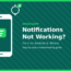 Illustration of a smartphone with a WhatsApp chat bubble and a notification bell icon with a checkmark, representing fixing WhatsApp notifications not working on Android and iPhone