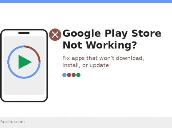Illustration of a smartphone with a stalled Google Play Store download icon and a red error mark, representing common Play Store download and install problems on Android