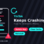 Illustration of a phone with a crashed TikTok screen next to a retry icon and steps to fix TikTok crashing on Android and iPhone