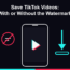 Illustration of a smartphone with a play button, download arrow, and no-watermark icon representing how to save TikTok videos with or without the watermark
