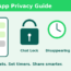 Flat illustration of a phone with a chat lock, a timer clock and a view-once icon for WhatsApp privacy